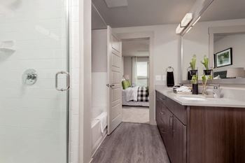 Bathroom with glass separated shower